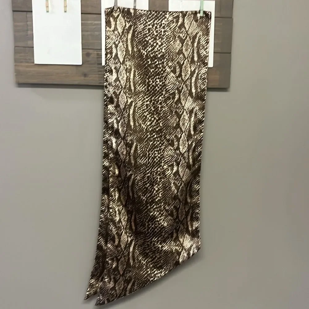 Dennis by Dennis Basso Brown Snakeskin Scarf-OS